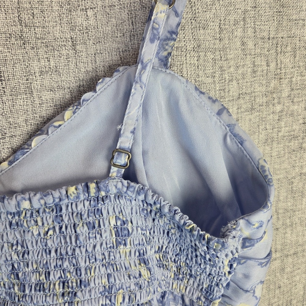 Hollister Tank Top Babydoll Womens Medium Blue Chiffon Lined Smocked Fairy NWT - Picture 6 of 8